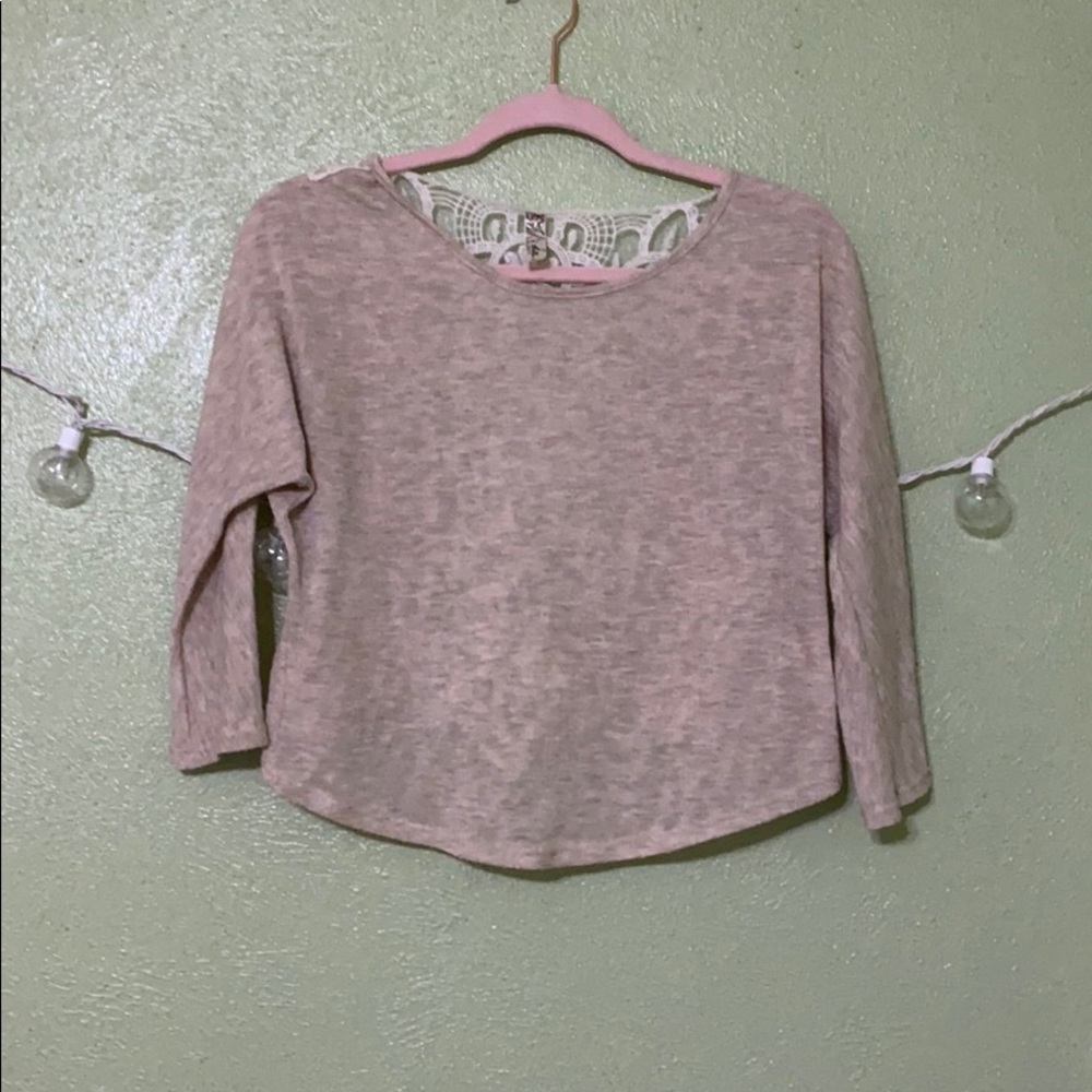 Tan long sleeve crop top